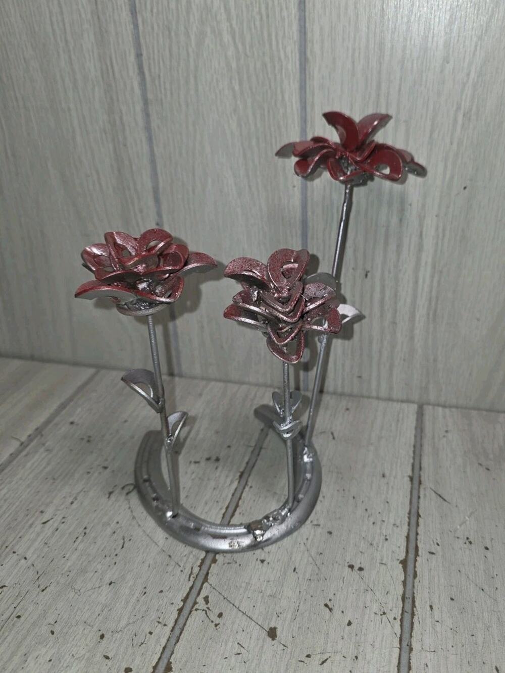 Metal Roses Welding Projects Welded Metal Flower Handcrafted Horseshoe Washers